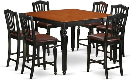 Miniatura 10 de East West Furniture CHEL5-BLK-LC - Juego de mesa de comedor de 5 piezas de altura de mostrador, incluye una mesa de cocina cuadrada con hojas