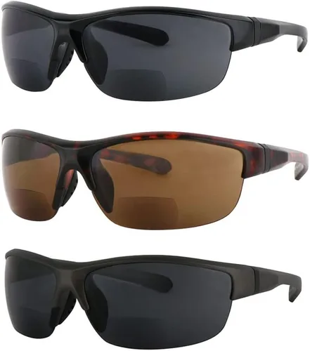 3 pares de lentes de sol de lectura bifocales para hombres y mujeres, lentes de lectura envolventes para exteriores