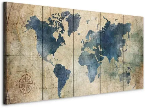 Miniatura 13 de artgeist Lienzo decorativo para pared, mapa del mundo, 40 x 16 pulgadas, 5 unidades, decoración del hogar, enmarcado, estirado, foto, pintura