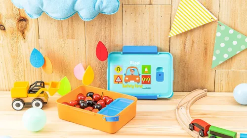 Miniatura 9 de Zak Designs Blippi Caja Bento de plástico reutilizable con sello a prueba de fugas, asa de transporte, ventilación de vapor para microondas