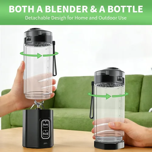 Miniatura 6 de Licuadora portátil para batidos, 24 onzas, exprimidor personal inalámbrico de proteínas con tapa a prueba de fugas, sin BPA, recargable, mini