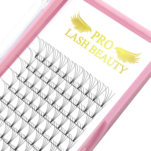 Miniatura 10 de Extensiones de pestañas postizas de volumen prefabricadas 3D-C-0.07-10 con tallo corto, extensiones de pestañas postizas en abanico prefabricadas 9