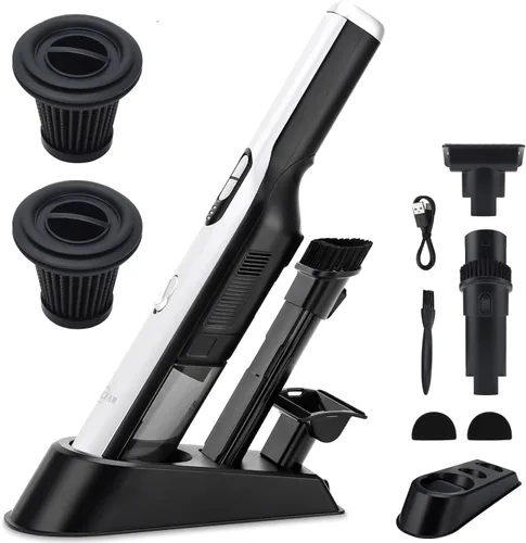 Miniatura 11 de Aspiradora inalámbrica de mano, aspiradora portátil para automóvil con potencia de succión de 18 KPa, aspiradora de mano de carga rápida con faros