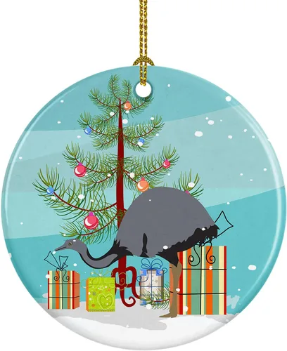 Miniatura 37 de Caroline's Treasures Adorno de cerámica de Navidad pintado o de codorniz chino, decoración colgante de árbol de Navidad verde azulado para el hogar