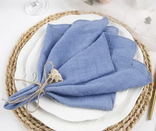 Miniatura 13 de Servilletas de tela para cena 10 unidades, servilletas de gasa 100% algodón natural suave, servilletas lavables ideales para bodas, decorativas