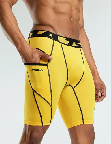 Miniatura 3 de TSLA - Pantalones cortos deportivos de compresión para hombre, en paquete de 1 o 3unidades, mallas para correr de rendimiento deportivo, frescas