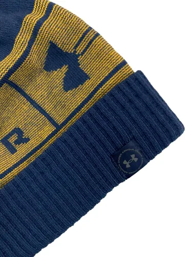 Miniatura 3 de Under Armour Gorro con pompón con logotipo grande para hombre, Academia (408)/Néctar Amarillo