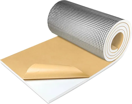 TroyStudio Espuma de Celda Cerrada PEF Insonorizada con Papel de Aluminio, Autoadhesiva de 13" x 78" Escudo Térmico Lámina de Espuma Blanca - Rollo
