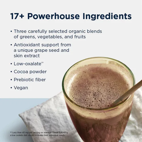 Miniatura 2 de Designs for Health EssentiaGreens and Reds (chocolate, 30 porciones), superalimento vegano en polvo con espirulina, col rizada y más, para nutrición
