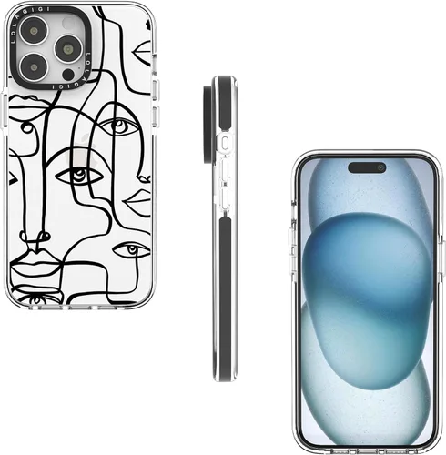 Miniatura 4 de Funda para iPhone 13, lindo diseño artístico de líneas faciales, diseño kawaii femenino estético patrón de dibujos animados para mujeres, niñas