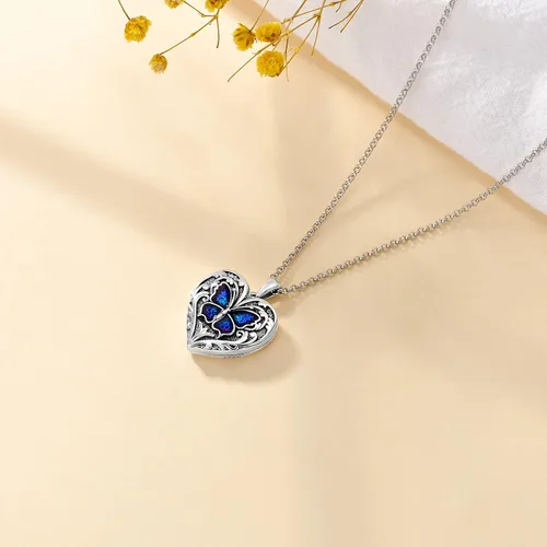 Miniatura 2 de SOULMEET Collar con medallón de plata de ley que sostiene fotos para mantener a alguien cerca de ti, medallón personalizado, joyería personalizada