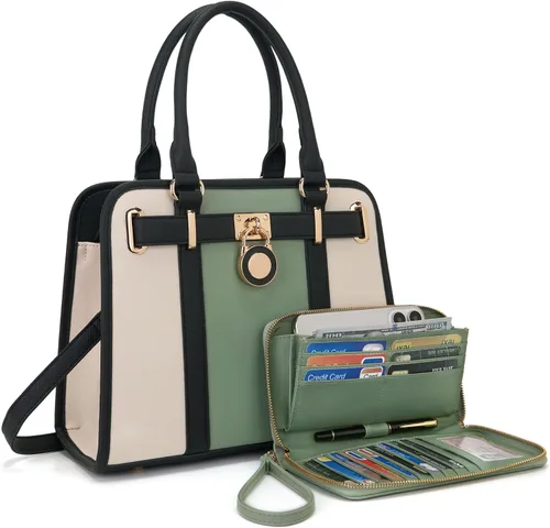 Miniatura 17 de Conjuntos de bolsos para mujeres, bolsos de hombro con asa superior, maletín de trabajo, conjunto de carteras tipo tote con billetera a juego, 2