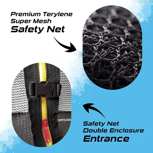 Miniatura 5 de Trampolín de 15 pies con red de recinto, trampolín para exteriores con red de seguridad para niños con escalera, trampolín para patio trasero de 6