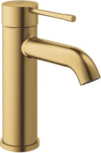 GROHE 23592GNA Essence, grifo de baño de un solo agujero de un solo mango tamaño S 1.2 GPM, amanecer fresco cepillado (oro cepillado)