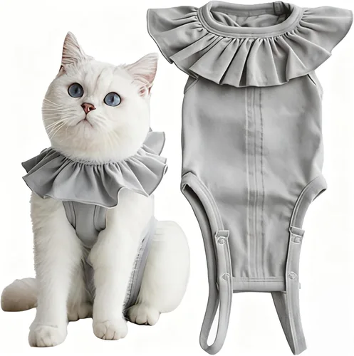 Miniatura 9 de Traje de recuperación para gatos para heridas abdominales y enfermedades de la piel, camisa quirúrgica transpirable de recuperación después