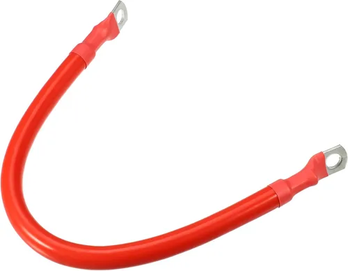 Cable de batería, calibre 2 AWG de 11.8 in, 5/16 pulgadas, cable de batería universal para automóvil, camión, caravana, rojo, cobre duradero, con