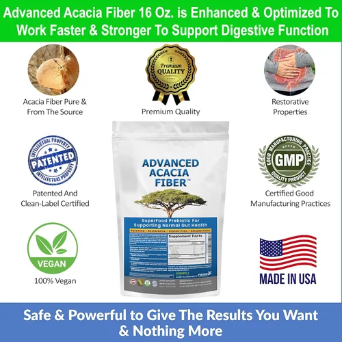Miniatura 3 de Polvo de fibra de acacia avanzada de 2.5 libras (40 onzas) de fibra soluble orgánica reparadora intestinal en polvo. Suplemento natural prebiótico