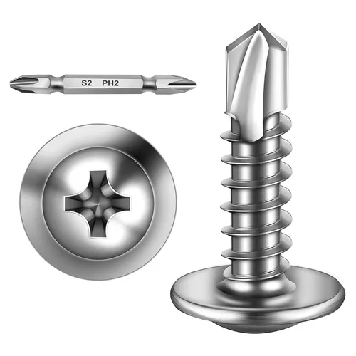 Miniatura 33 de Mywish 200 tornillos autorroscantes negros #10 × 1 pulgada para metal, 410 tornillos de metal negro de óxido de tornillo de acero inoxidable