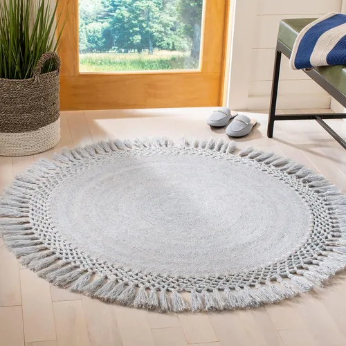 Miniatura 22 de SAFAVIEH Sahara Collection SAH490A - Alfombra de borlas hecha a mano estilo bohemio, redonda de 3 pies, color beige