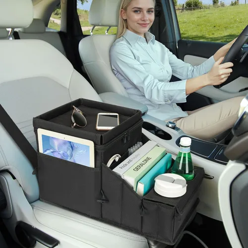 Miniatura 3 de COOLBEBE Organizador de asiento de automóvil, organizador de asiento trasero de automóvil con portavasos para viajes de niños y adultos, organizador