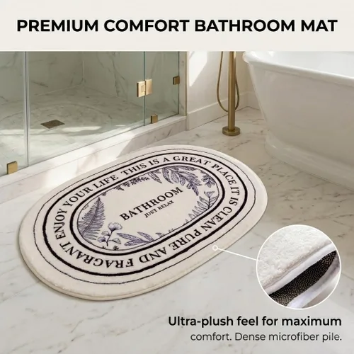 Miniatura 4 de Alfombra de baño en blanco y negro de 20 x 32 pulgadas, súper suave y afelpada, bonita alfombra de baño estética antideslizante, lavable a máquina