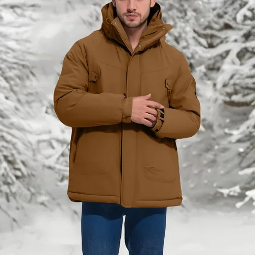 Miniatura 2 de Chaqueta impermeable de esquí para hombre con forro polar cálido para invierno con capucha costuras totalmente selladas