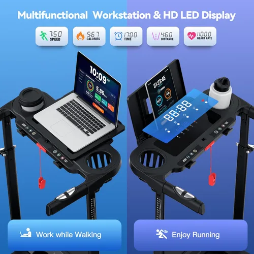 Miniatura 2 de ANCHEER 2025 Caminadora Premium - Caminadora de 3.5 HP con capacidad de peso de 450 libras - 3 niveles de inclinación, diseño plegable, altura