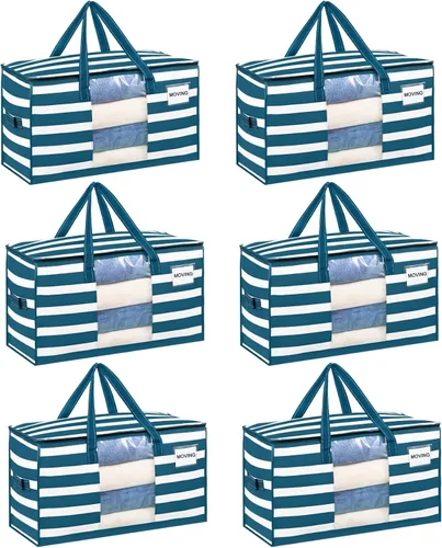 Miniatura 26 de VENO Paquete de 4 bolsas de mudanza resistentes, bolsas de almacenamiento de ropa y edredón con ventana transparente, suministros de embalaje