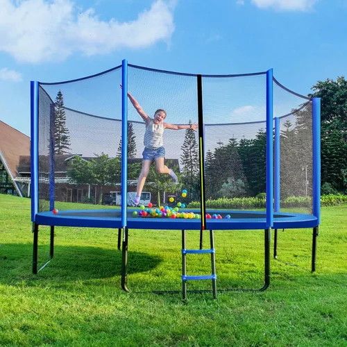 Miniatura 7 de JUPA Trampolín de 8 pies, 10 pies, 12 pies, 14 pies, vagabundo para exteriores con red de cierre, trampolín de 410 libras para niños, trampolín