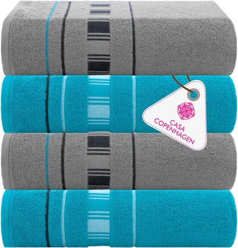 Miniatura 117 de CASA COPENHAGEN Juego de 6 toallas de palomitas de maíz, color azul polvoriento, 21.16 oz/m², 2 toallas de baño, 2 toallas de mano y 2 toallas