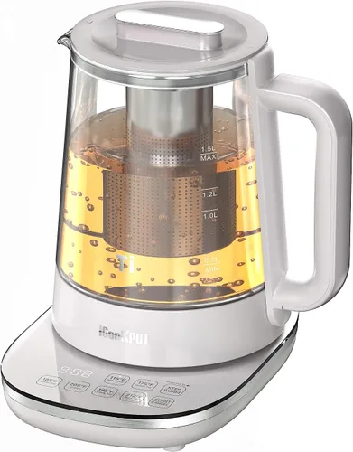 Miniatura 8 de Hervidor eléctrico de vidrio caliente de titanio de 1500 W con infusor y control de temperatura, hervidor de té de 1.5 L de ebullición rápida