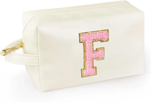 Miniatura 29 de Bolsa de maquillaje personalizada con inicial con asa, bolsa de cosméticos de preparación con bolsillo interior con cremallera, 8, 9, 10, 11, 12