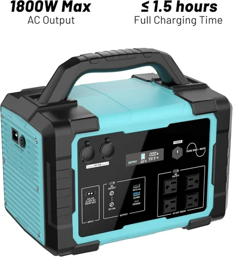 Miniatura 2 de Estación de energía portátil de 1800 W (sobretensión de 3600 W), generador solar LiFePO4 de 1024 Wh, batería de reserva de carga rápida de 1.5 horas