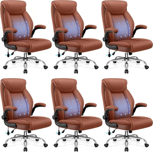 Miniatura 13 de Silla de oficina, silla de escritorio ergonómica grande y alta, silla ejecutiva de cuero para computadora con soporte lumbar ajustable, cómoda silla