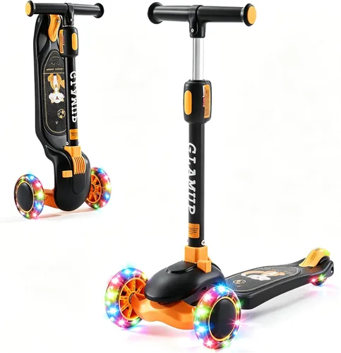 Miniatura 2 de GLAMUP Patinete para niños de 3 ruedas, manillar ajustable en altura para niños, sistema de inclinación para dirección y mecanismo de fácil plegado