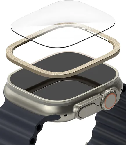 Miniatura 10 de Ringke Protector de pantalla compatible con Apple Watch Ultra 2 y diseñado para Apple Watch Ultra, protector de vidrio templado con marco de acero