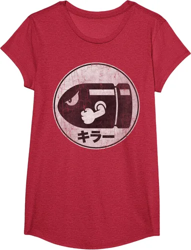Miniatura 51 de Super Mario Camiseta con logotipo de Bullet Bill Distressed en Kanji