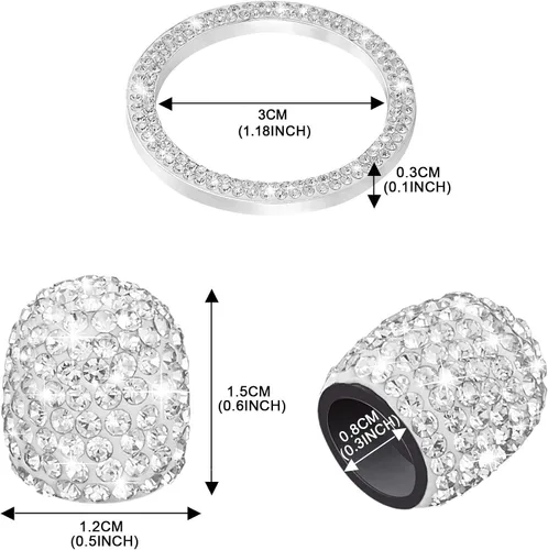 Miniatura 2 de WINKA Cubiertas universales de diamantes de imitación con 1 pieza de diamantes de imitación de automóvil, anillo de emblema para botón de encendido