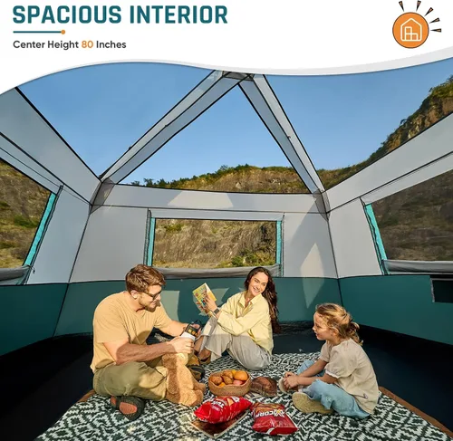 Miniatura 4 de Tienda de campaña instantánea para 8 personas, fácil instalación de 60 segundos para camping, tienda de campaña emergente, grandes tiendas