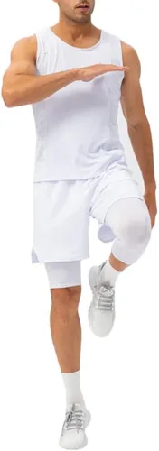 Miniatura 17 de Pantalones de compresión para hombre, mallas de compresión de una pierna para baloncesto, capri 3/4, leggings atléticos, capa base de secado fresco