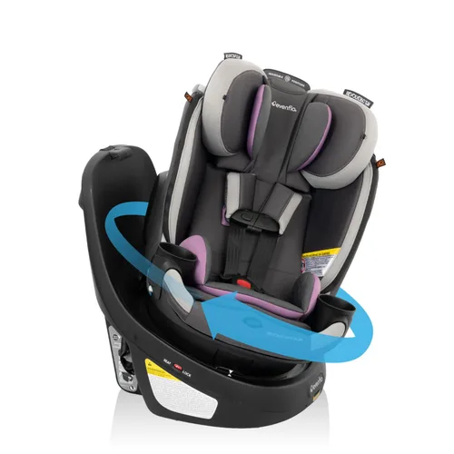 Evenflo Revolve360 Slim Asiento de Auto Rotacional 2 en 1 con Cubierta de Limpieza Rápida (Sutton Morado)