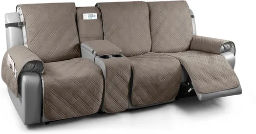 Miniatura 14 de TAOCOCO Fundas de sofá reclinable 100% impermeables con consola, fundas de sofá para sofá reclinable de 3 asientos con diseño de correas, funda