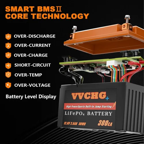 Miniatura 3 de Batería de 12 voltios, batería de motocicleta 12V 2.5Ah 300A de litio, batería Lifepo4 para ATV, patinete, moto de nieve, motocross, batería