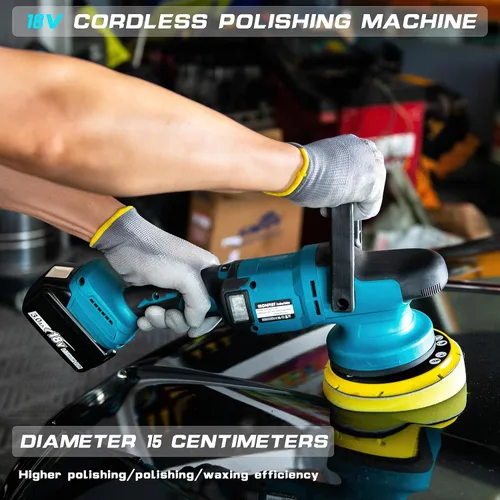 Miniatura 3 de IRONFIST Pulidora inalámbrica para automóvil, 6 pulgadas, sin escobillas, máquina de cera portátil orbital con 6 velocidades de 750 a 6800 RPM