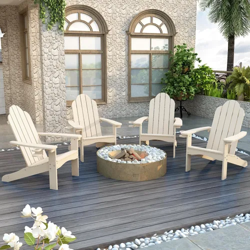 Miniatura 15 de LUE BONA HDPS Sillas Adirondack Set de 2, Silla para Hoguera al Aire Libre Resistente a la Intemperie con Portavasos, Silla Moderna de Plástico