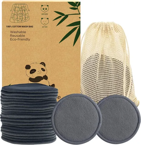 Miniatura 11 de Paquete de 28 almohadillas reutilizables para eliminar el maquillaje con bolsa de lavandería, lavables, suaves y cómodas, lavables de algodón
