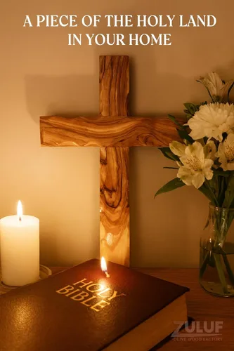 Miniatura 8 de Cruz para colgar en la pared de madera de olivo de Zuluf Cruz tallada a mano Cruz cristiana de madera de olivo con certificado de Tierra Santa