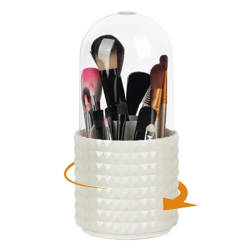 Miniatura 9 de Organizador de brochas de maquillaje, rotación de 360°, vaso de 5 ranuras para cosméticos, lápices labiales, bolígrafos, organizador de tocador