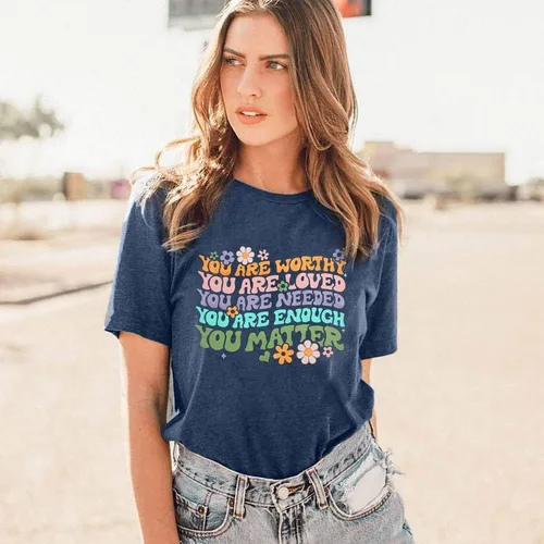 Miniatura 4 de Camiseta con texto en inglés You Matter para mujer, camiseta inspiradora para la concienciación sobre la salud mental