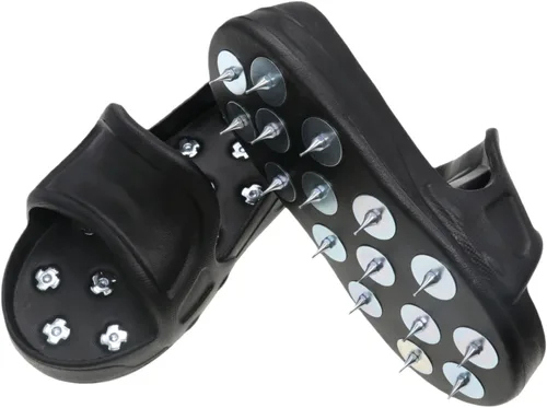 Zapatos antideslizantes con pinchos para pisos epoxi, revestimientos resinosos, compuesto autonivelante y pintura, tamaño grande Negro